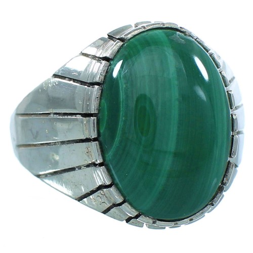 Native American Genuine Sterling Silver Malachite Ray Jack Navajo Ring Size 13 TX103072