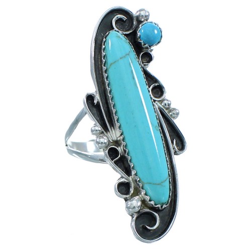 Genuine Sterling Silver Native American Turquoise Ring Size 6-1/4 TX102910