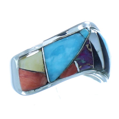Multicolor Sterling Silver Southwest Jewelry Ring Size 8-1/4 RX103522