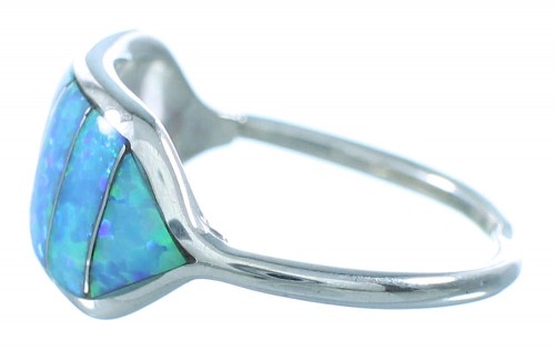 Genuine Sterling Silver Zuni Blue Opal Ring Size 6-3/4 SX104230