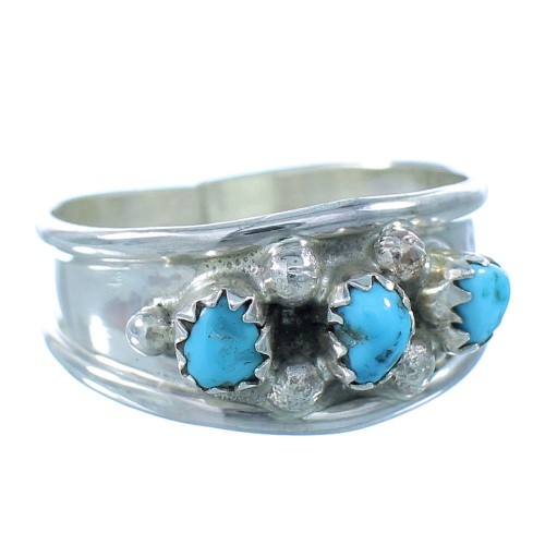 Navajo Indian Turquoise Sterling Silver Ring Size 7-3/4 SX104076