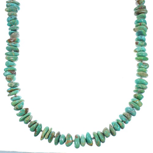 Navajo Indian Sterling Silver Turquoise Bead Necklace TX104789