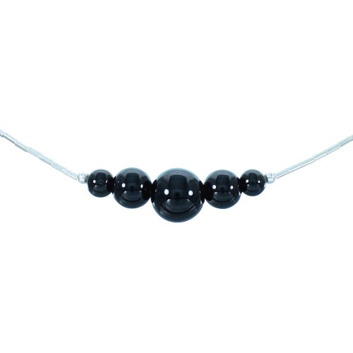 Onyx Liquid Sterling Silver Bead Necklace AX99876