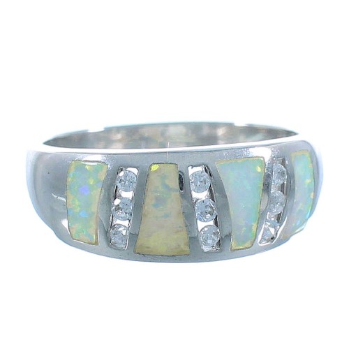 Sterling Silver And Opal Southwestern Ring Size 8 EX53236