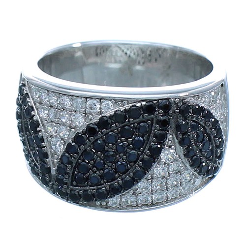 Sterling Silver White Black CZ Jewelry Ring Size 6-3/4 AS54935