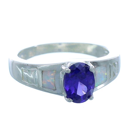 Amethyst And Opal Sterling Silver Ring Size 5-1/2 EX51999