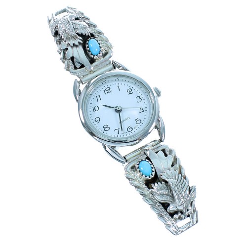 Navajo Genuine Sterling Silver Turquoise Eagle Watch SX105477