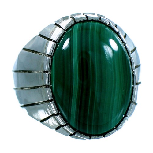 Sterling Silver Navajo Ray Jack Malachite Ring Size 8-3/4 RX111861