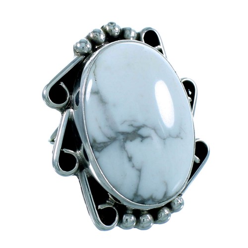 Genuine Sterling Silver American Indian Howlite Jewelry Ring Size 5-1/4 RX106171