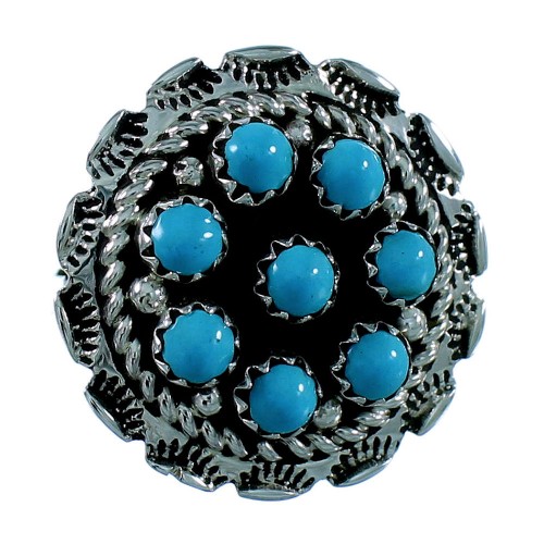 Navajo Indian Turquoise And Genuine Sterling Silver Ring Size 7-1/4 SX106443