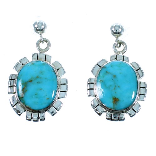 Turquoise Sterling Silver Southwest Post Dangle Earrings RX106461