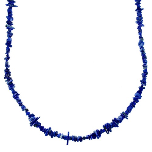Southwest Authentic Sterling Silver And Lapis Bead Necklace SX106655