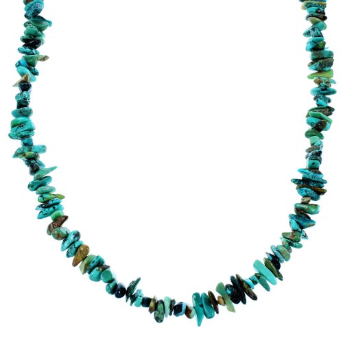 Turquoise And Authentic Sterling Silver Southwest Bead Necklace SX106700