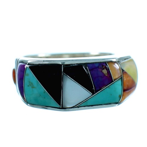 Turquoise Multicolor Sterling Silver Jewelry Ring Size 8-1/2 RS38573 