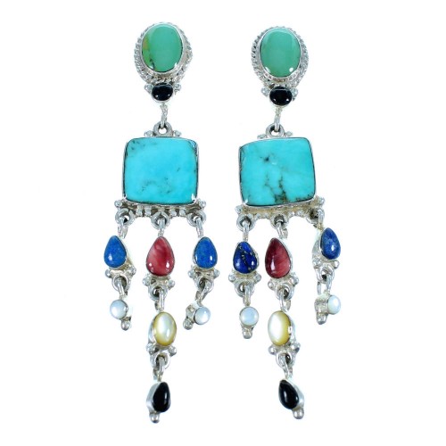 Multicolor Silver Southwest Post Dangle Earrings YX71122