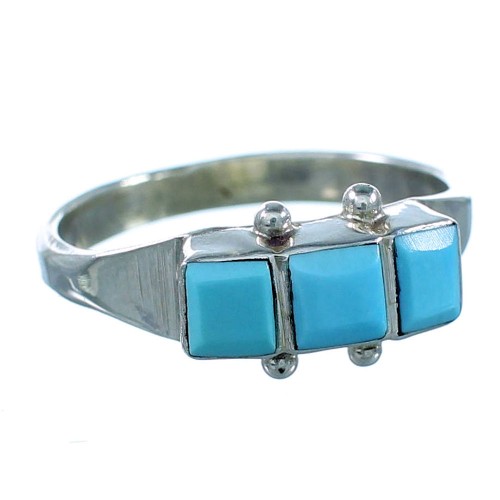 Native American Zuni Turquoise Sterling Silver Ring Size 8-1/4 AX58235