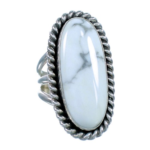 Howlite Native American Sterling Silver Ring Size 9-3/4 SX107876