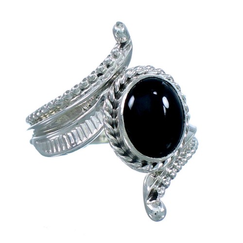 Native American Onyx Sterling Silver Ring Size 6-1/4 SX107914