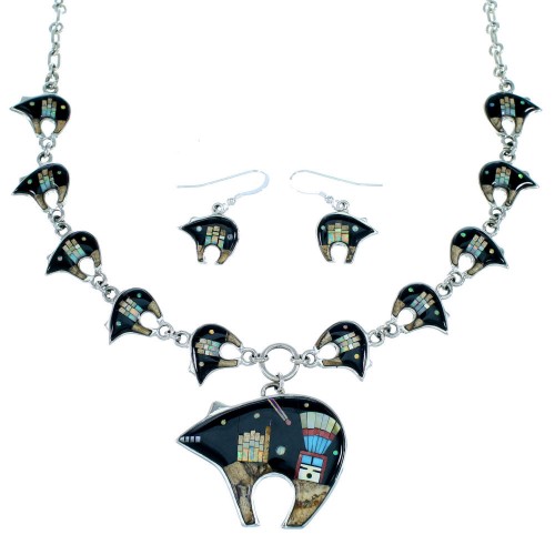 Multicolor Bear Native America Mesa Design Link Necklace Set PX38000