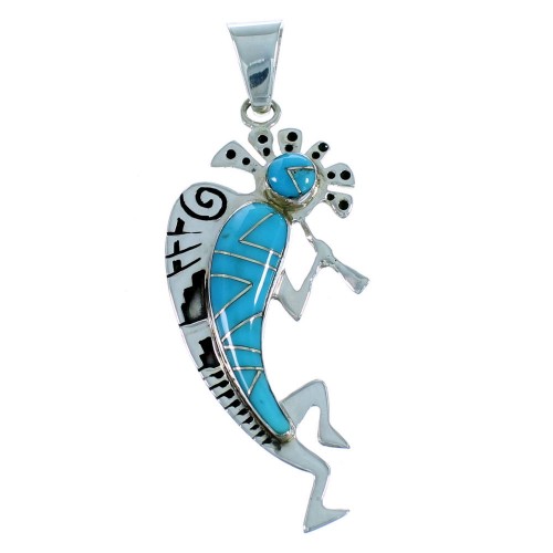 Sterling Silver Kokopelli Turquoise Inlay Jewelry Pendant JW66196