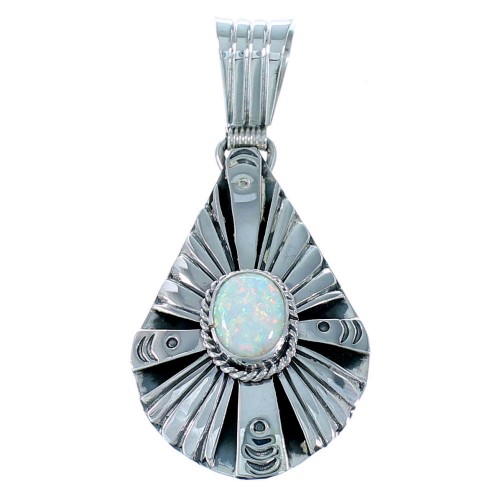 Navajo Genuine Sterling Silver Opal Tear Drop Pendant SX108392