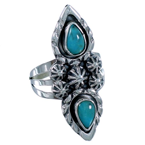 Navajo Sterling Silver Turquoise Tear Drop Ring Size 5-3/4 SX108575