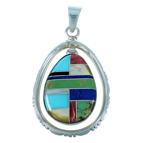 Sterling Silver Multicolor Inlay Jewelry Pendant PX30128