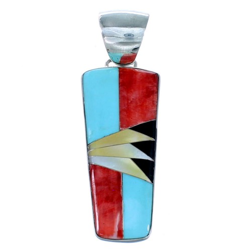 Silver Southwestern Multicolor Inlay Pendant EX30623