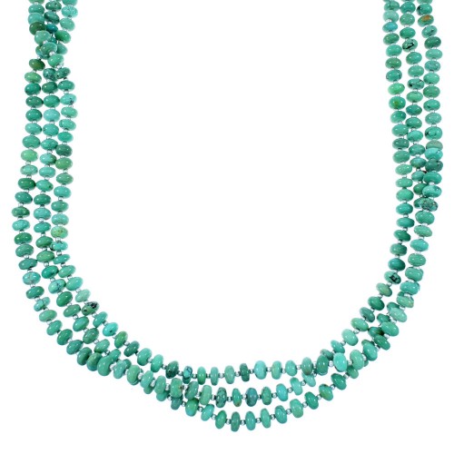 Kingman Turquoise 3-Strand Sterling Silver Bead Necklace SX108690