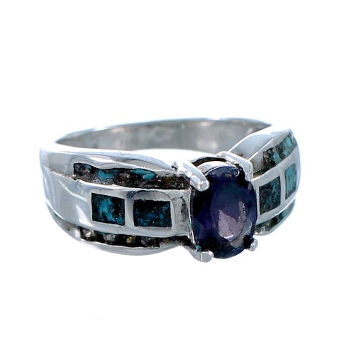 Sterling Silver Turquoise Tanzanite Cubic And Zirconia Ring Size 5-3/4 RX108756