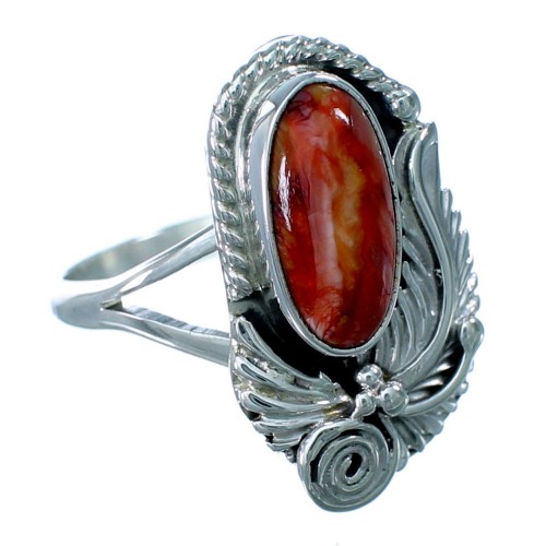 Navajo Red Oyster Shell Genuine Sterling Silver Ring Size 5-1/2 RX109536