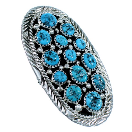 American Indian Turquoise Sterling Silver Statement Ring Size 8-3/4 RX109529