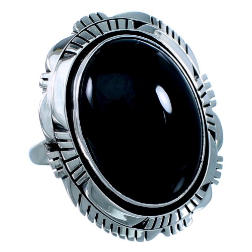 American Indian Sterling Silver And Onyx Ring Size 7 SX109683