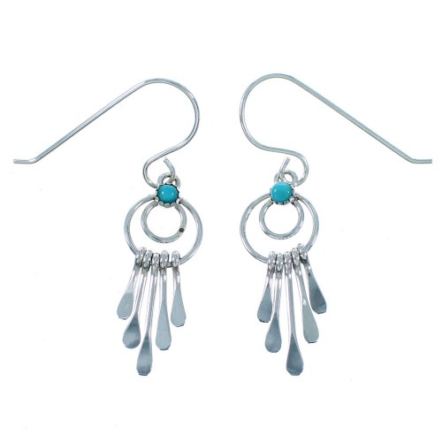 Navajo Turquoise And Sterling Silver Hook Dangle Earrings SX109914