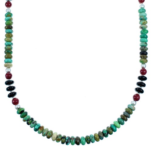 Multicolor Navajo Sterling Silver Bead Necklace SX111102