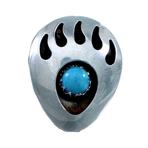 Navajo Sterling Silver Turquoise Bear Paw Tie Tack SX111262