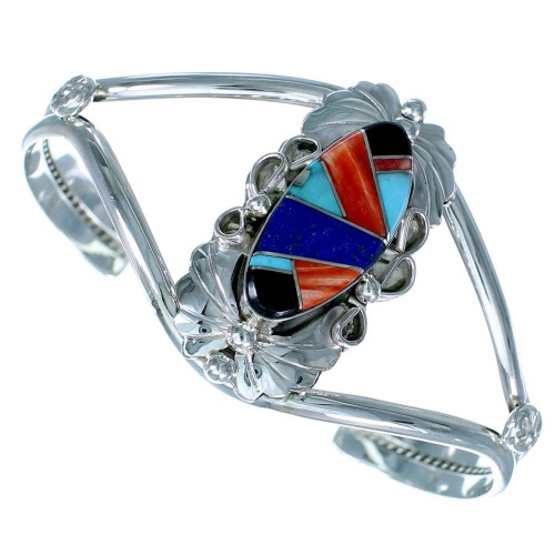 American Indian Multicolor Sterling Silver Cuff Bracelet RX111324