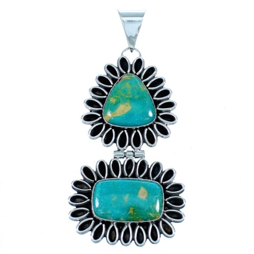 Turquoise Native American Authentic Sterling Silver Pendant SX111456