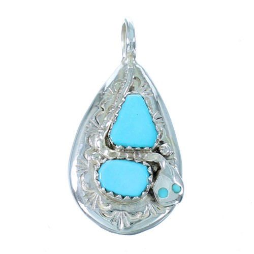 Sterling Silver Turquoise Zuni Snake Effie Calavaza Pendant RX111467