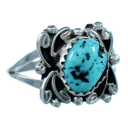 Navajo Sterling Silver Turquoise Jewelry Ring Size 5-1/4 SX111687