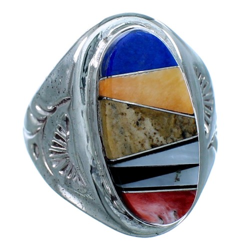Multicolor Navajo Sterling Silver Ring Size 9 LX112740