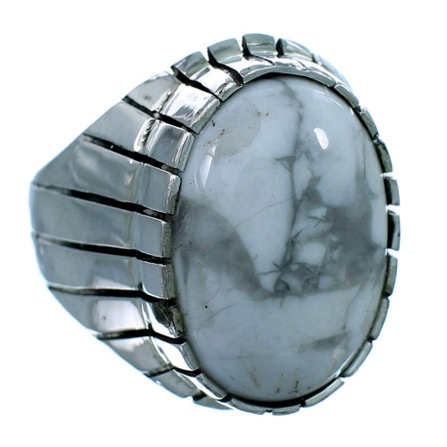 Sterling Silver Ray Jack Howlite Navajo Ring Size 10-1/2 RX117364