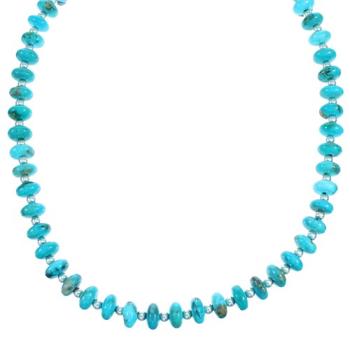 Turquoise And Sterling Silver Navajo Bead Necklace SX112414