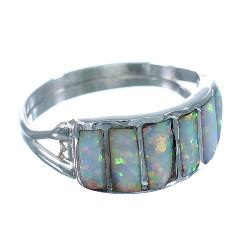 Opal Authentic Sterling Silver Zuni Ring Size 7-3/4 RX112945