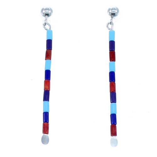 Sterling Silver Multicolor Post Dangle Bead Earrings RX113415