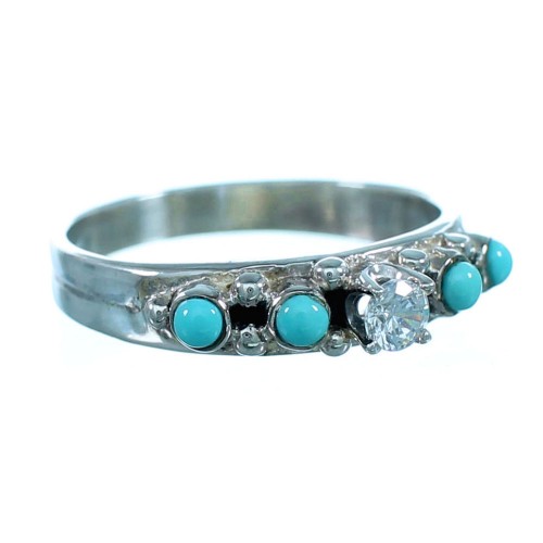 Cubic Zirconia Sterling Silver Turquoise Wedding Ring Size 6 LX113217