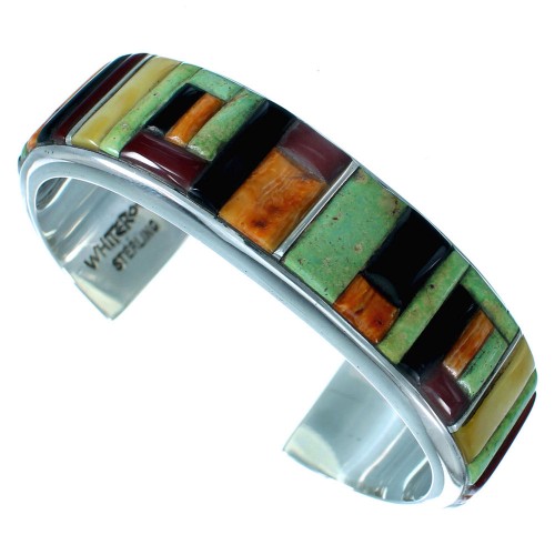 Multicolor Whiterock Sterling Silver Southwest Cuff Bracelet RX112739