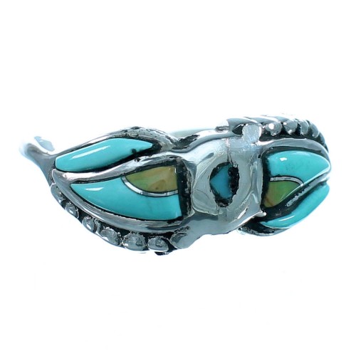 Turquoise Inlay Genuine Sterling Silver Ring Size 6-1/2  LX113282