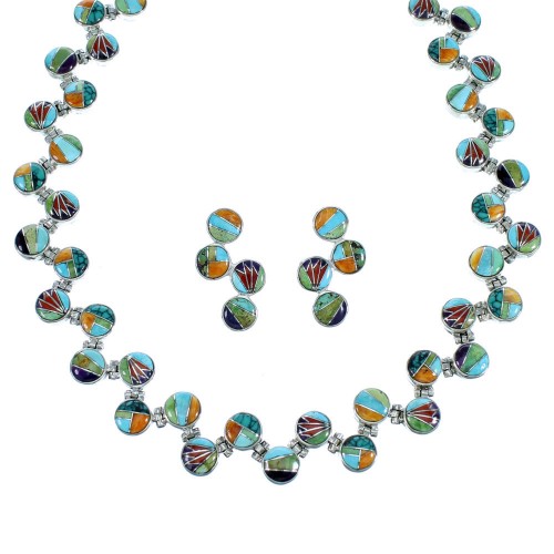 Sterling Silver Whiterock Sunset Multicolor Link Necklace LX113196