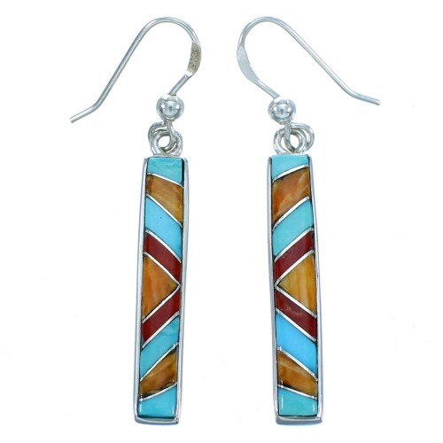 Multicolor Sterling Silver Southwest Hook Dangle Earrings SX113049